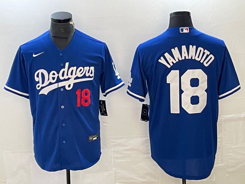 Men Los Angeles Dodgers #18 Yamamoto Blue Nike Game MLB Jersey style 6->los angeles dodgers->MLB Jersey